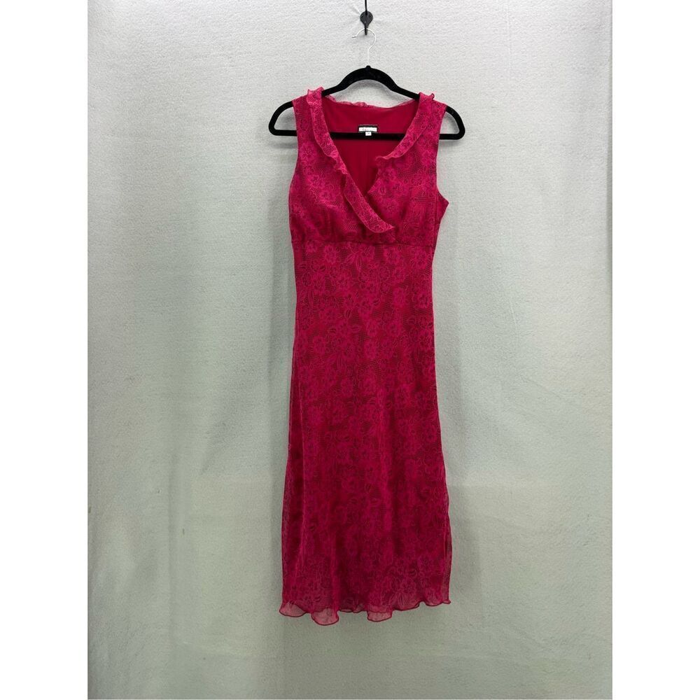 Believe Womens Pink Floral Lace Sleeveless Y2K Slip Dress Size 8